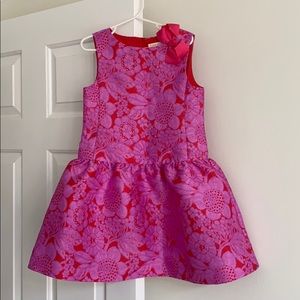 Crewcuts pink red floral brocade dress Size 6